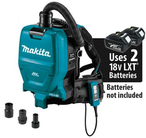 makita vacuum backpack extractor x2 18v lxt dust cleaner cordless 36v 45w suction 8kg min power